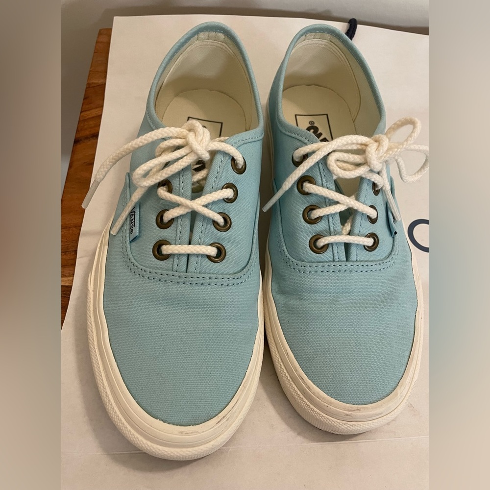 Vans baby blue flat shoes women size 6.5 and men size 5